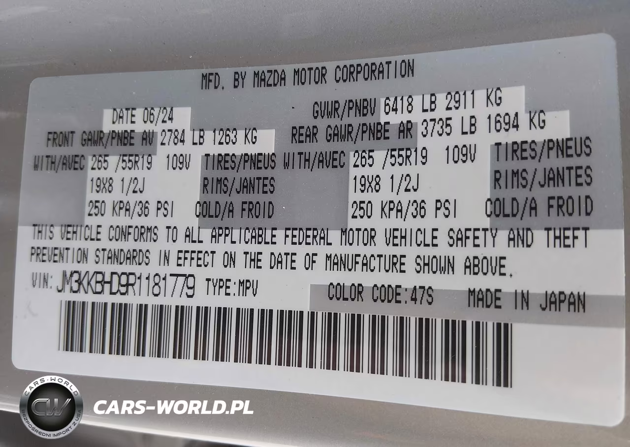 2024 Mazda Cx-90 3.3 Turbo Preferred VIN:JM3KKBHD9R1181779 - 9