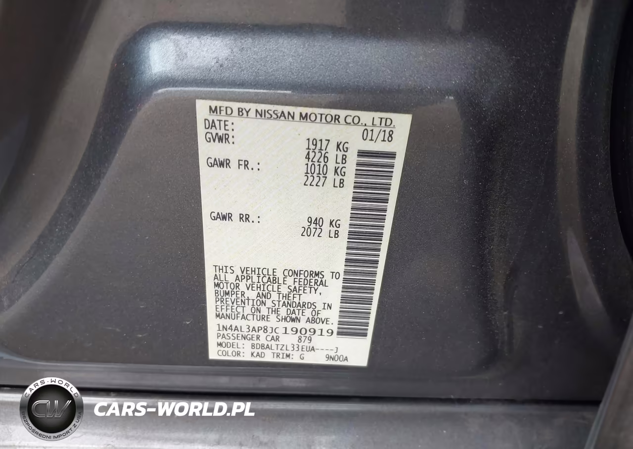 2018 Nissan Altima 2.5 Sl VIN:1N4AL3AP8JC190919 - 9