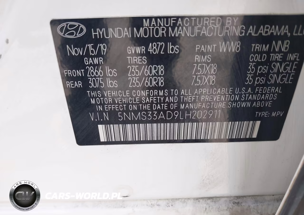 2020 Hyundai Santa Fe Sel VIN:5NMS33AD9LH202911 - 9