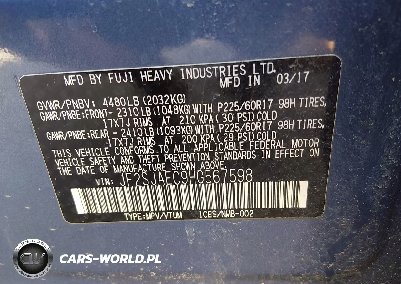 2017 Subaru Forester 2.5I Premium VIN:JF2SJAEC9HG567598 - 9
