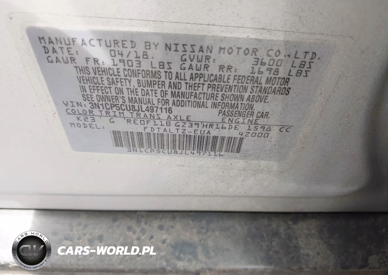2018 Nissan Kicks Sr VIN:3N1CP5CU8JL497116 - 9