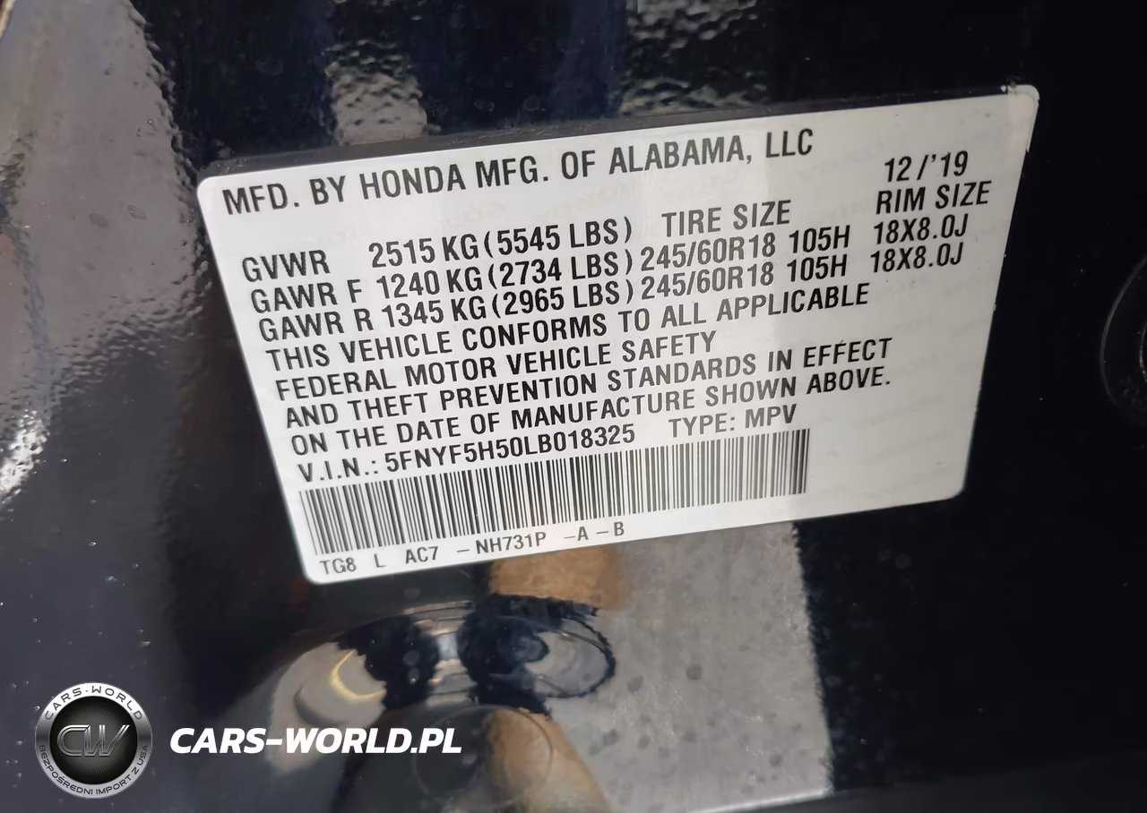 2020 Honda Pilot 2Wd Ex-L VIN:5FNYF5H50LB018325 - 9