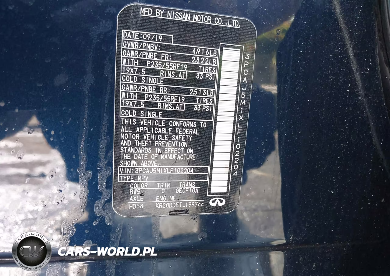 2020 Infiniti Qx50 Luxe VIN:3PCAJ5M1XLF102204 - 9