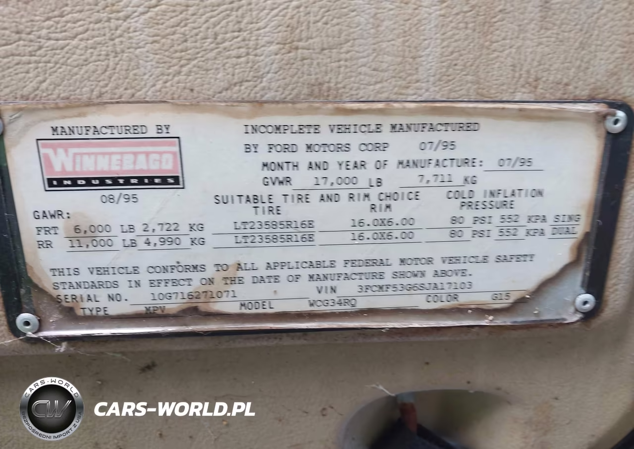 1995 Ford F530 Super Duty VIN:3FCMF53G6SJA17103 - 9
