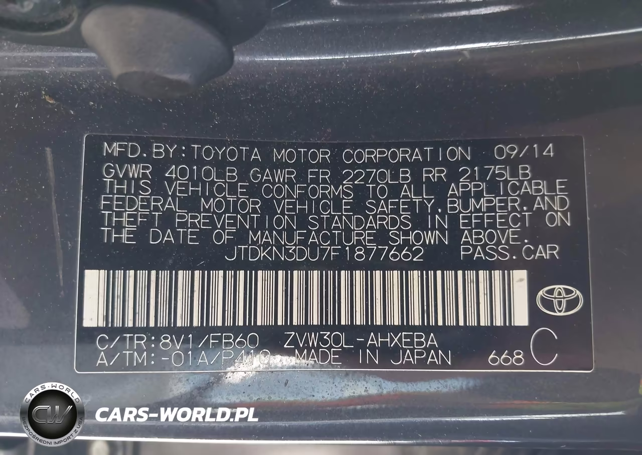 2015 Toyota Prius Two VIN:JTDKN3DU7F1877662 - 9