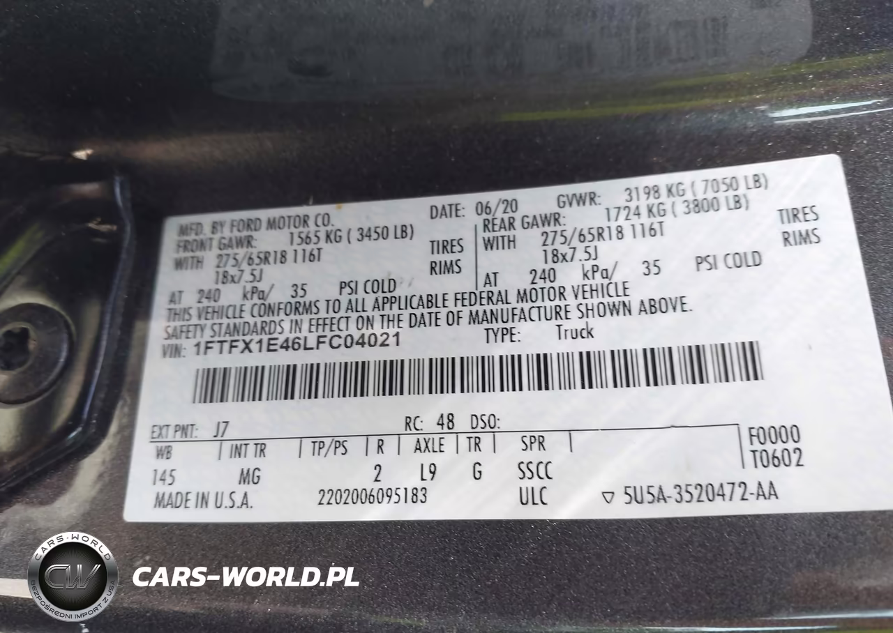 2020 Ford F-150 Xlt VIN:1FTFX1E46LFC04021 - 9
