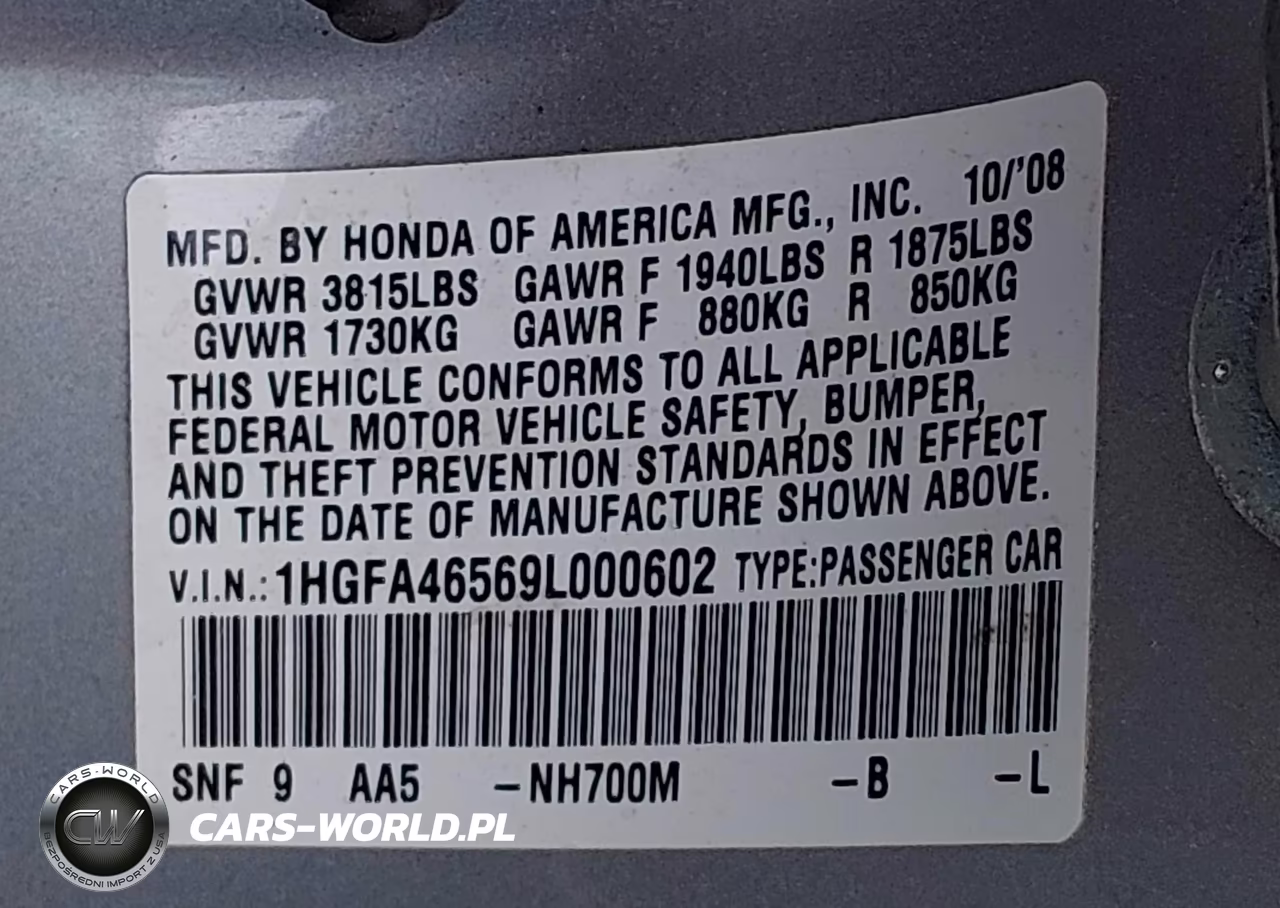 2009 Honda Civic Gx VIN:1HGFA46569L000602 - 9