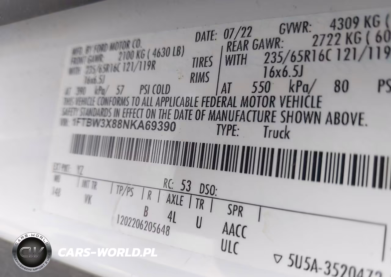 2022 Ford Transit-350 Cargo Van VIN:1FTBW3X88NKA69390 - 9