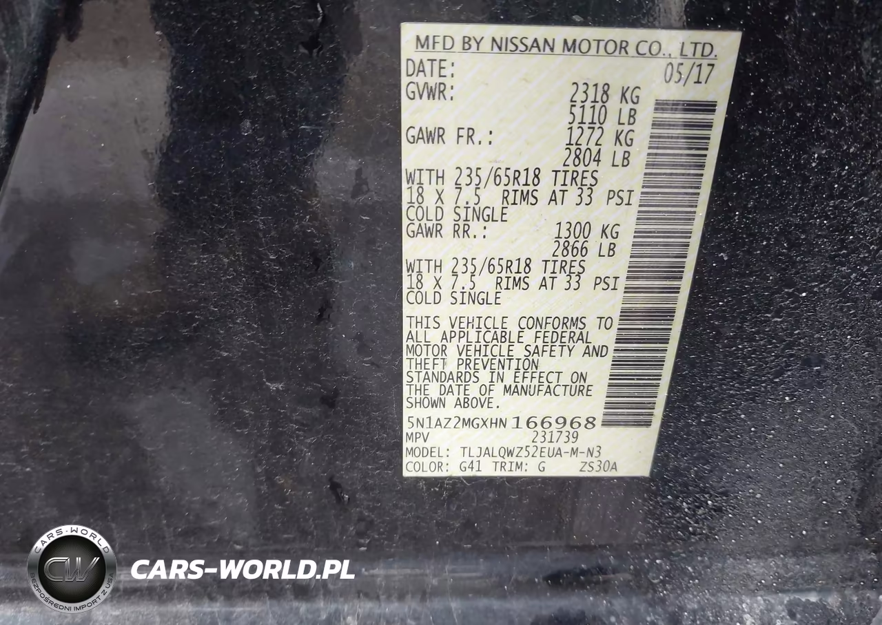2017 Nissan Murano Sv VIN:5N1AZ2MGXHN166968 - 9