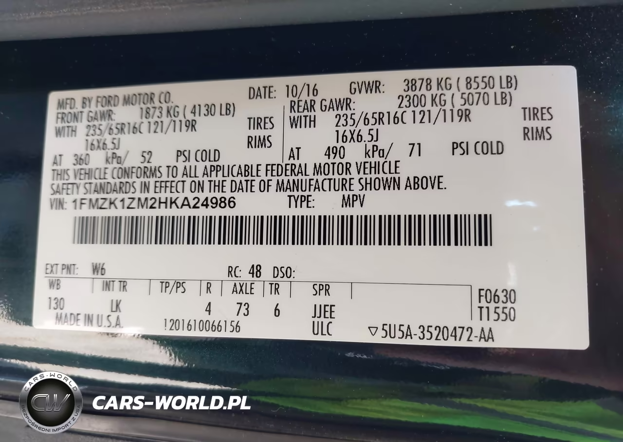 2017 Ford Transit-150 Xlt VIN:1FMZK1ZM2HKA24986 - 9