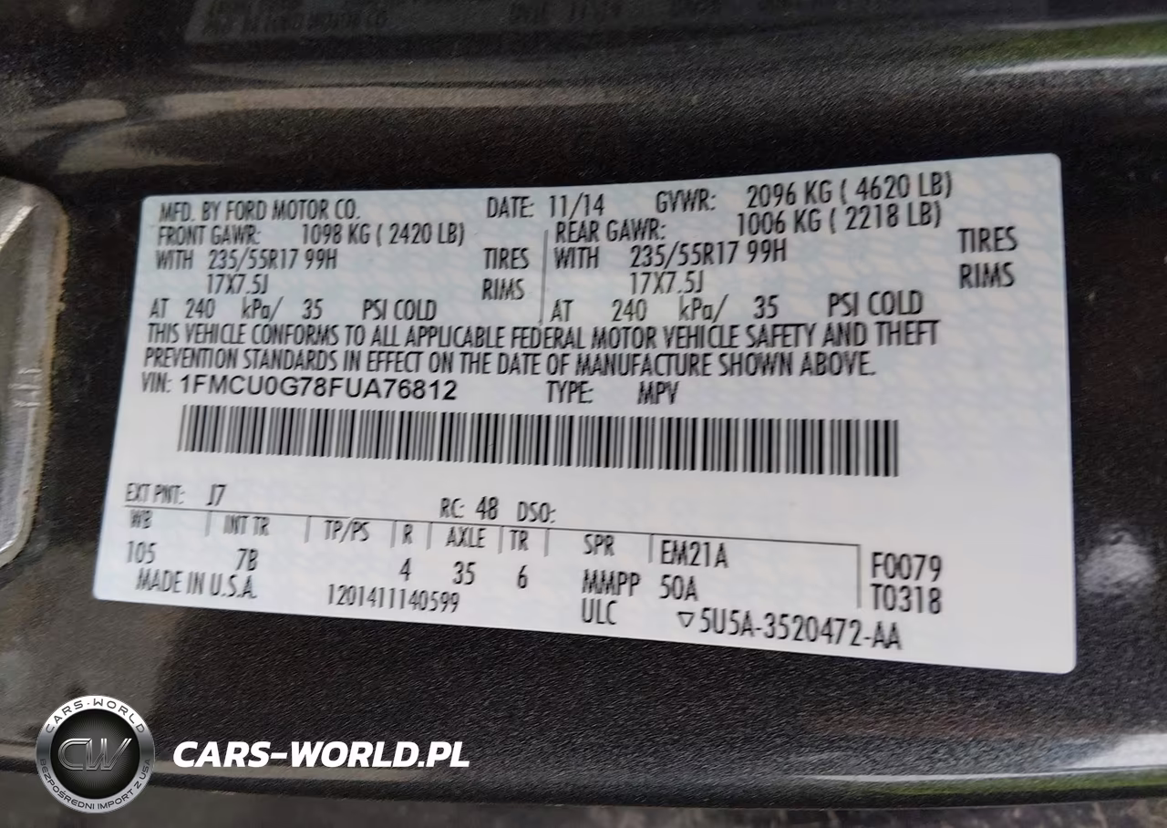 2015 Ford Escape Se VIN:1FMCU0G78FUA76812 - 9