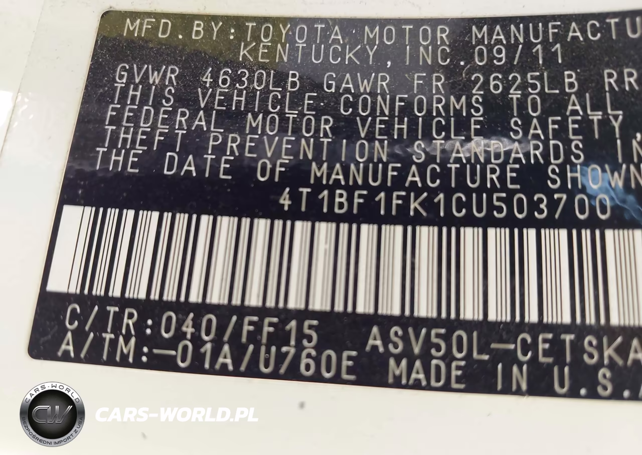 2012 Toyota Camry Se VIN:4T1BF1FK1CU503700 - 9