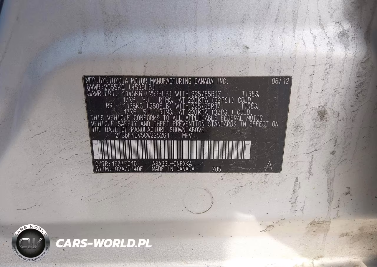 2012 Toyota Rav4 VIN:2T3BF4DV5CW225261 - 9