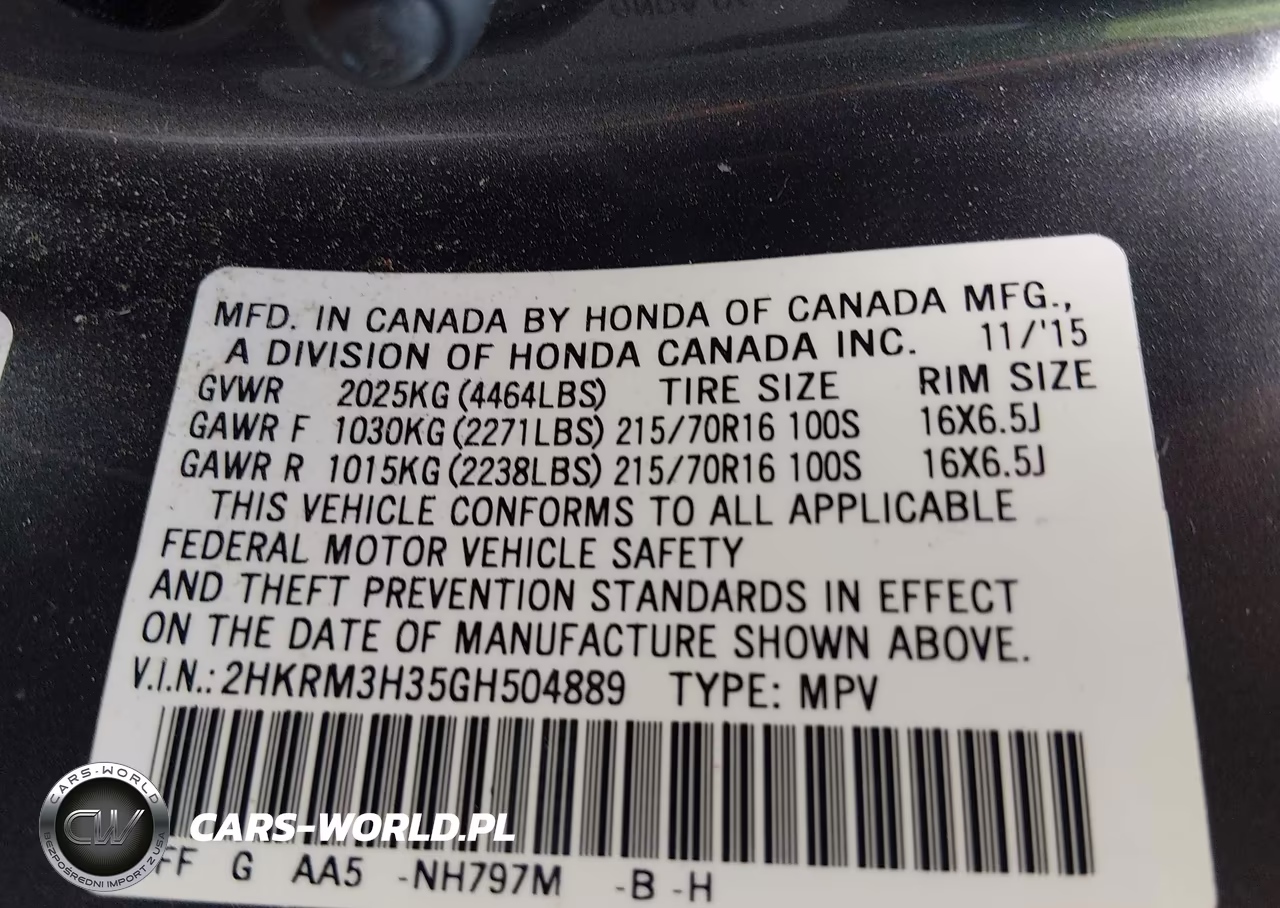 2016 Honda Cr-V Lx VIN:2HKRM3H35GH504889 - 9