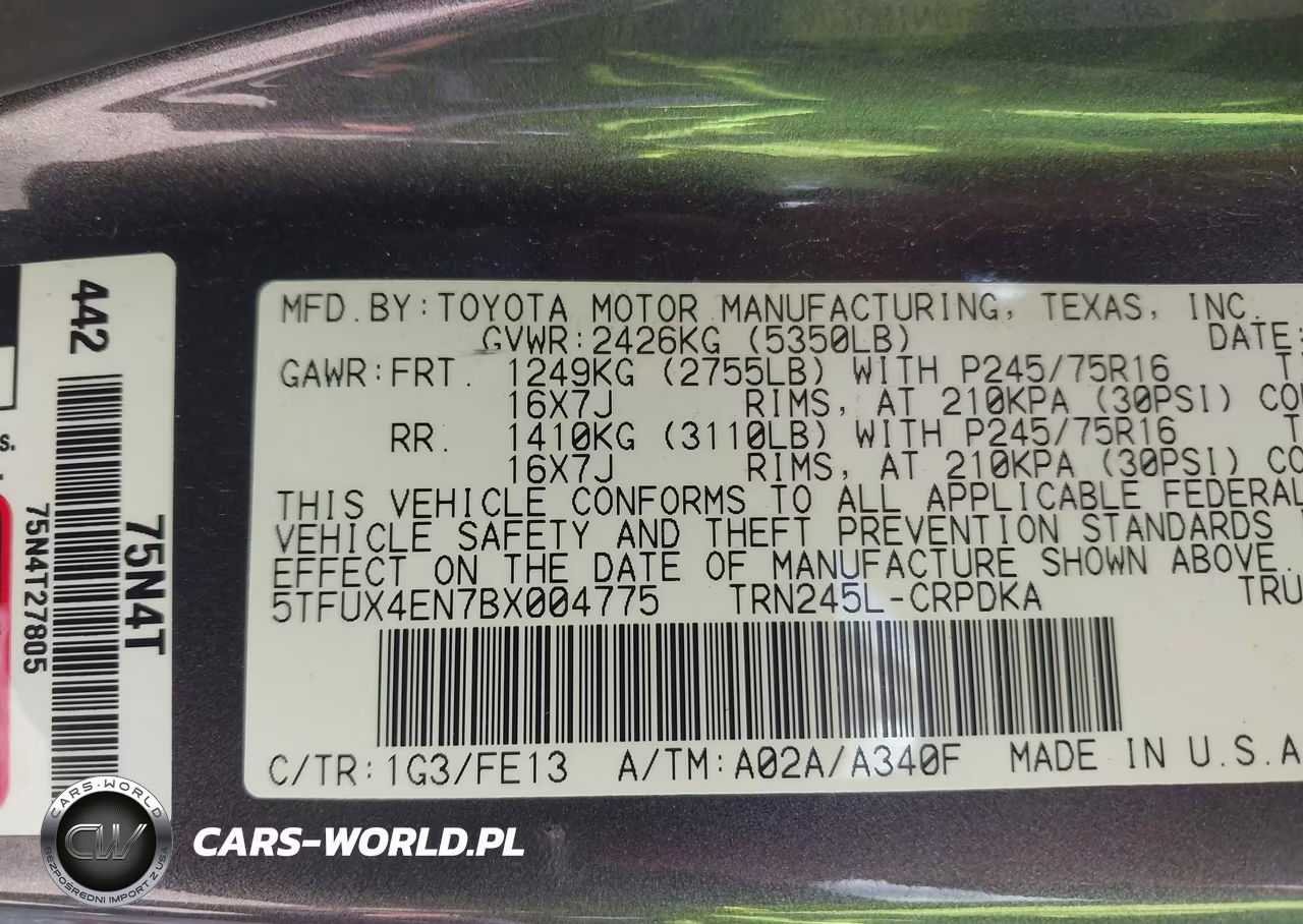 2011 Toyota Tacoma VIN:5TFUX4EN7BX004775 - 9