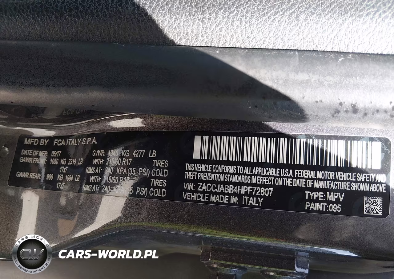 2017 Jeep Renegade Latitude Fwd VIN:ZACCJABB4HPF72807 - 9