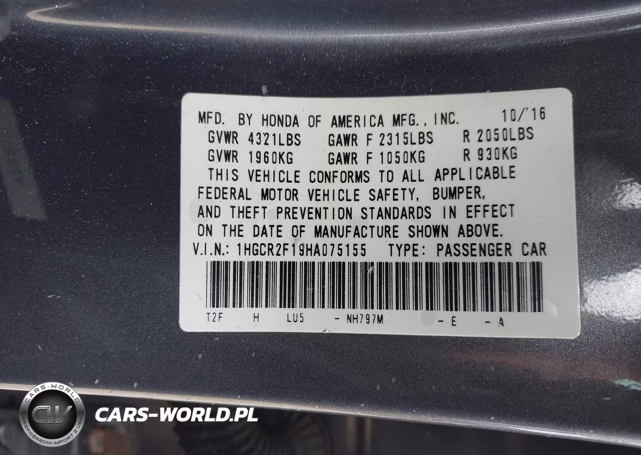 2017 Honda Accord Sport Special Edition VIN:1HGCR2F19HA075155 - 9