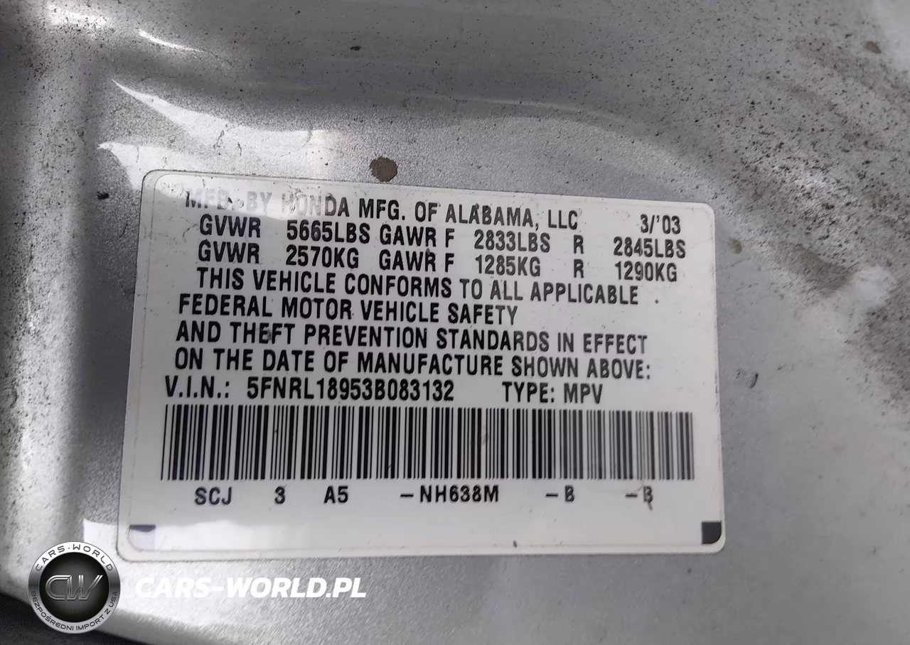 2003 Honda Odyssey Ex-L VIN:5FNRL18953B083132 - 9