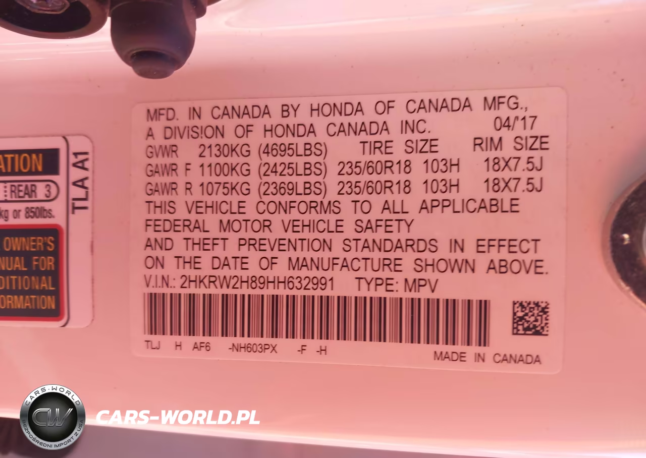 2017 Honda Cr-V Ex-L-Ex-L Navi VIN:2HKRW2H89HH632991 - 9