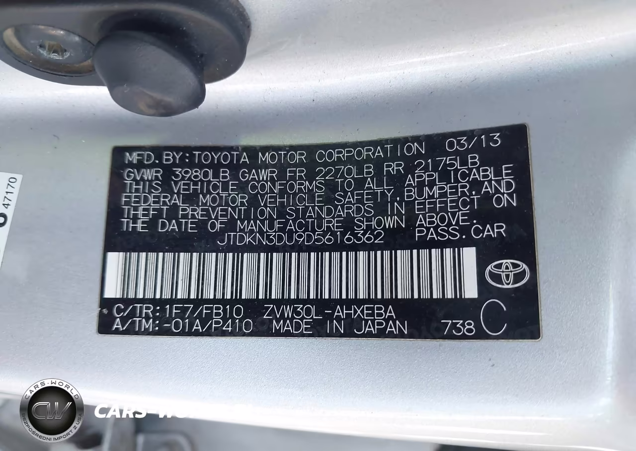 2013 Toyota Prius Three VIN:JTDKN3DU9D5616362 - 9