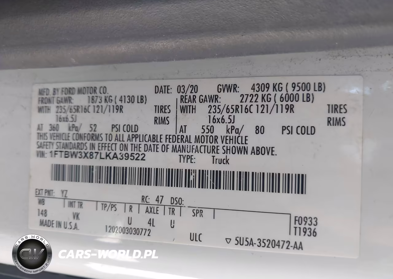 2020 Ford Transit-350 Cargo Van VIN:1FTBW3X87LKA39522 - 9
