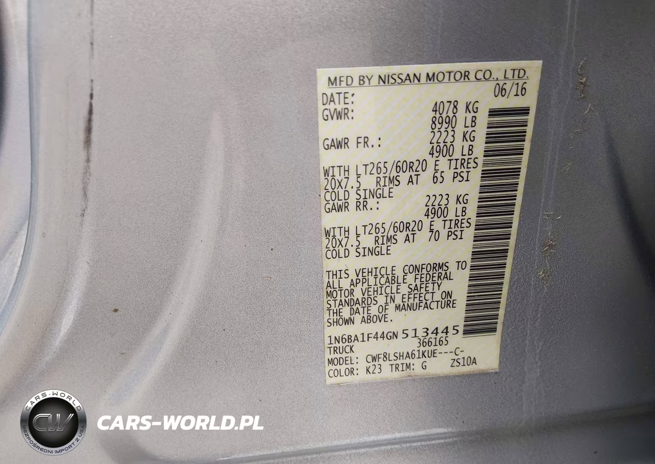 2016 Nissan Titan Xd Sv Diesel VIN:1N6BA1F44GN513445 - 9