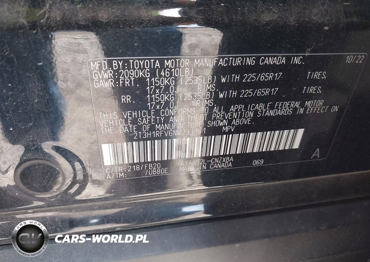 2022 Toyota Rav4 Le VIN:2T3H1RFV6NW231981 - 9