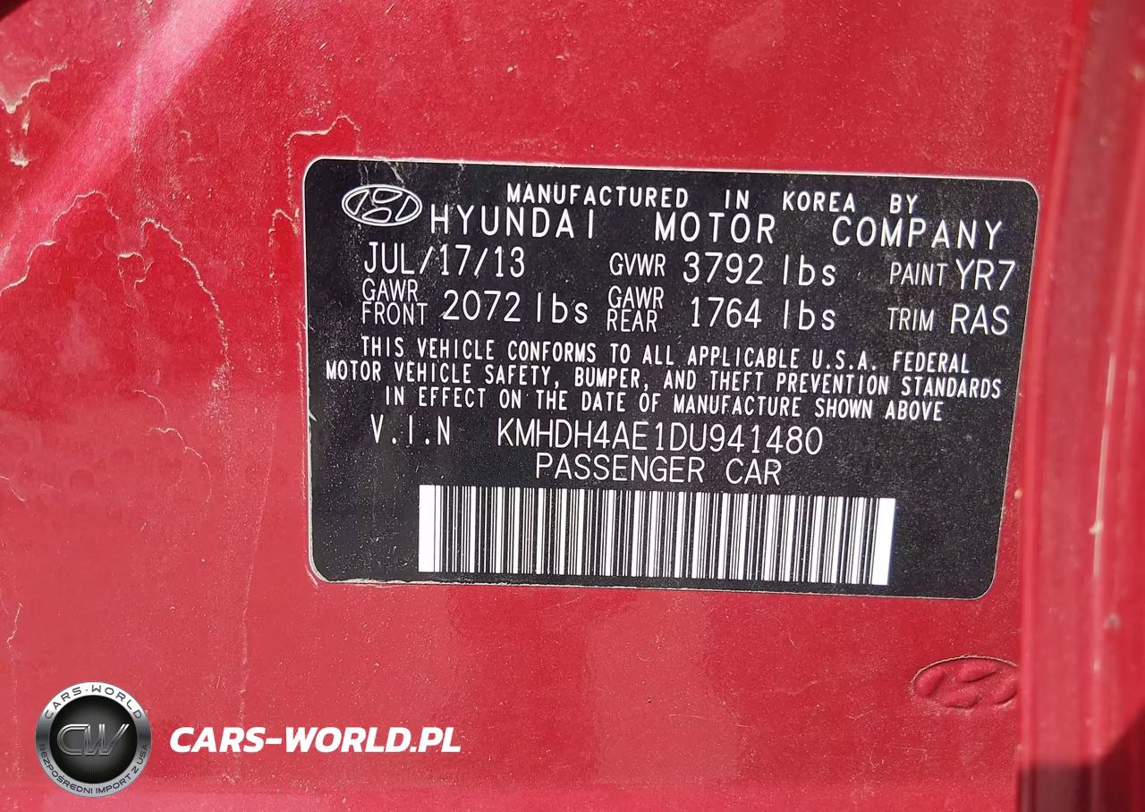 2013 Hyundai Elantra Gls VIN:KMHDH4AE1DU941480 - 9
