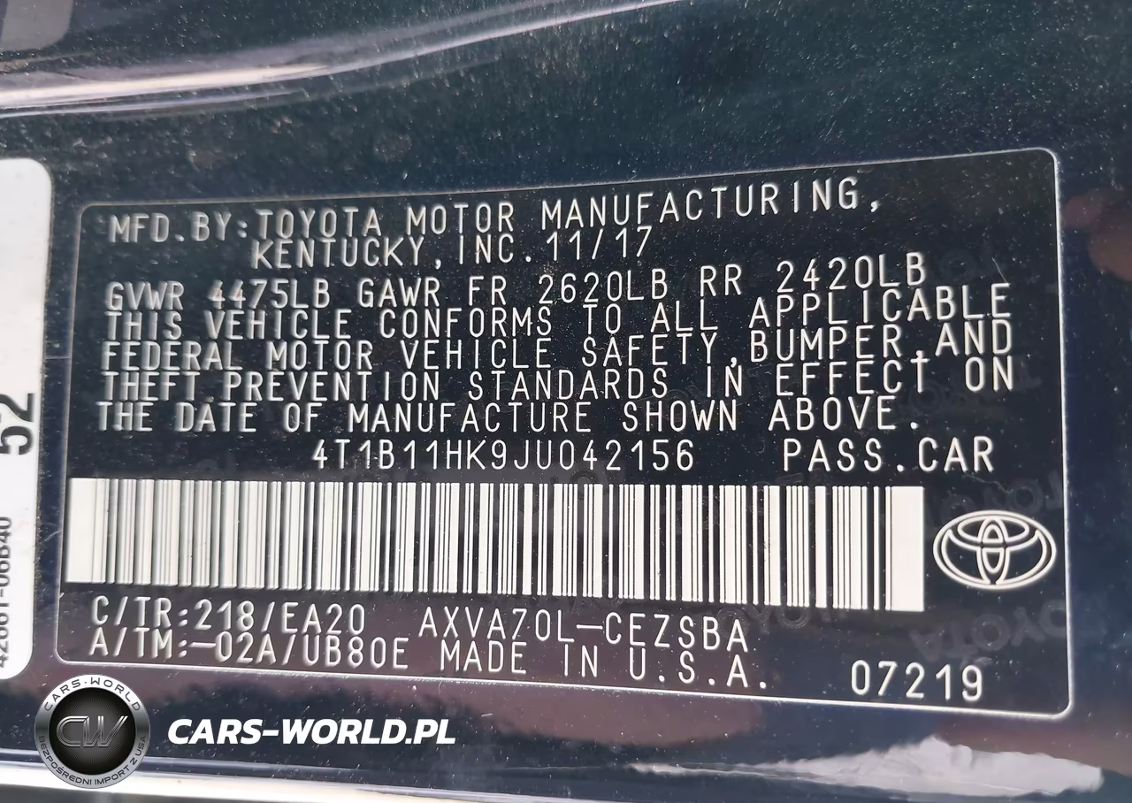 2018 Toyota Camry Se VIN:4T1B11HK9JU042156 - 9