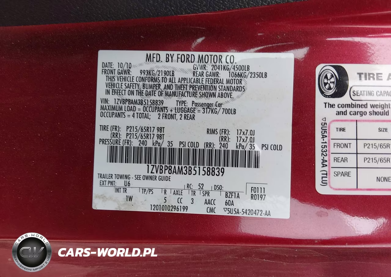2011 Ford Mustang V6 VIN:1ZVBP8AM3B5158839 - 9