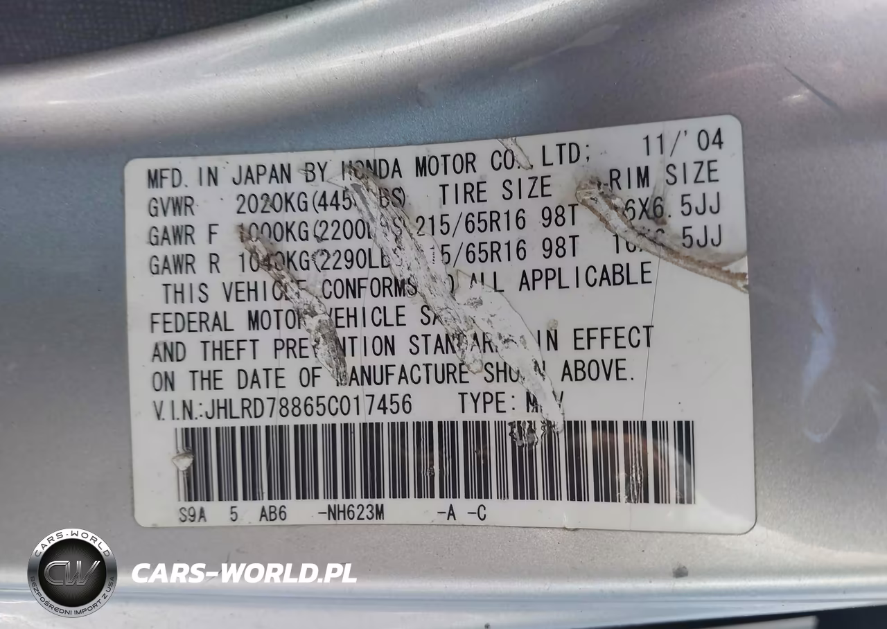 2005 Honda Cr-V Ex VIN:JHLRD78865C017456 - 9