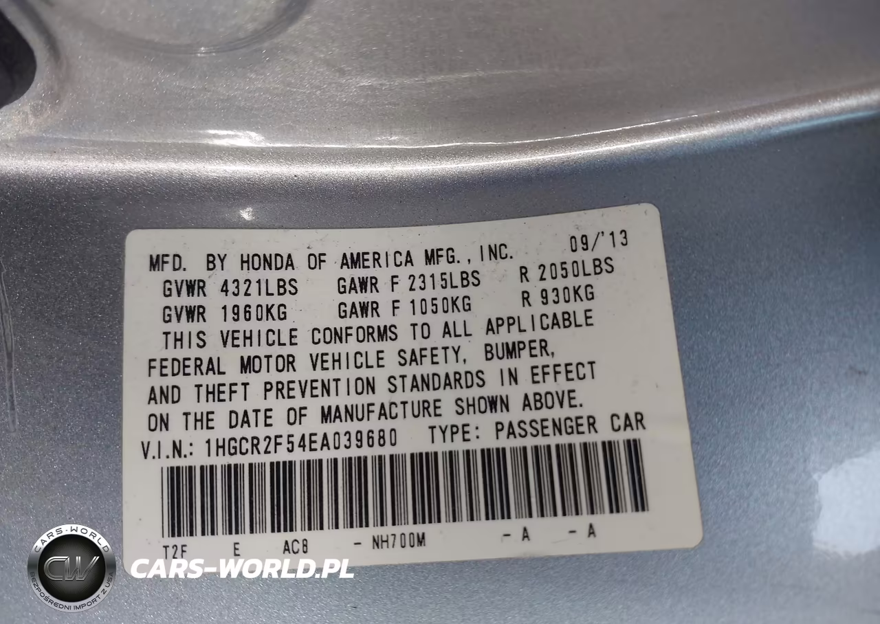 2014 Honda Accord Sport VIN:1HGCR2F54EA039680 - 9