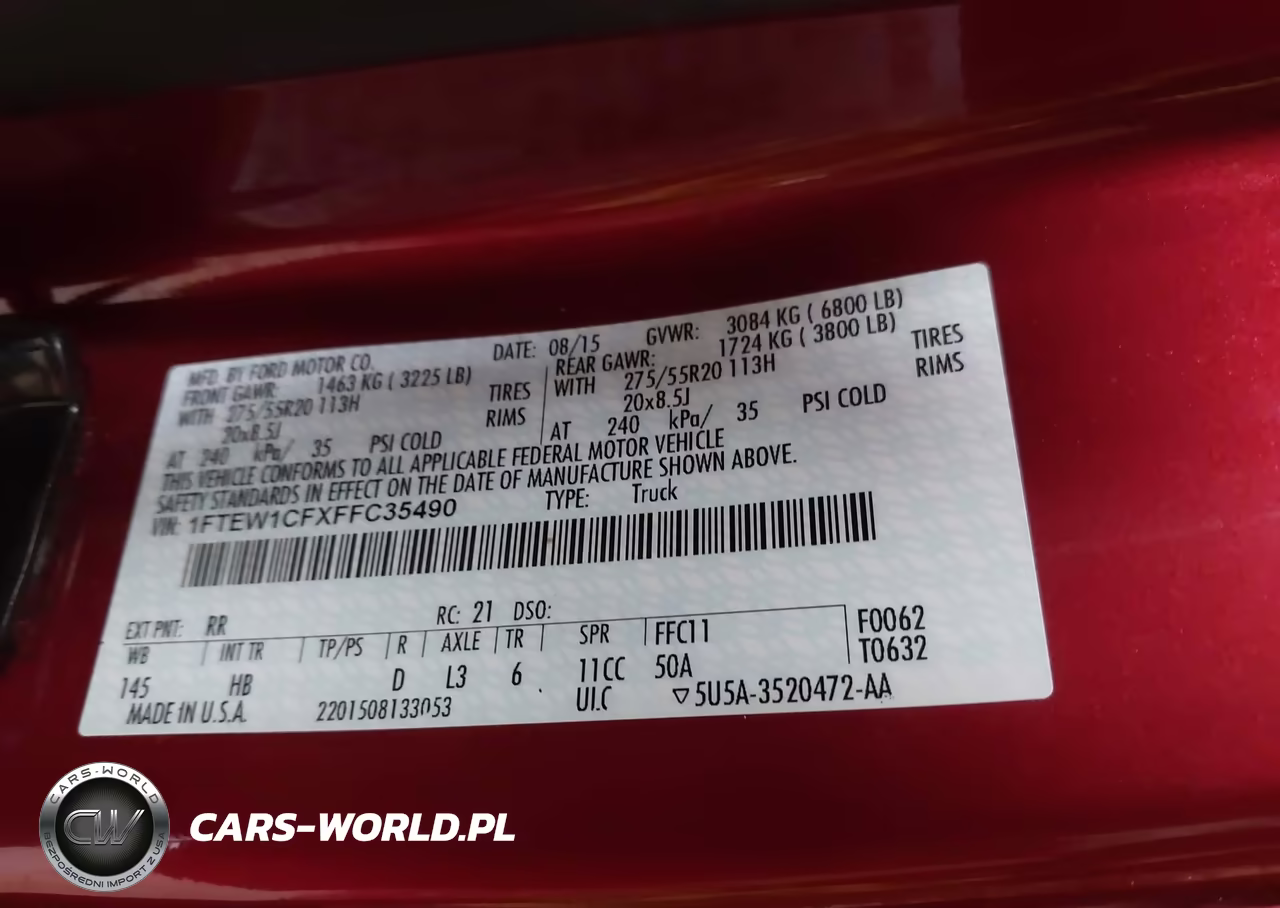 2015 Ford F-150 Lariat VIN:1FTEW1CFXFFC35490 - 9
