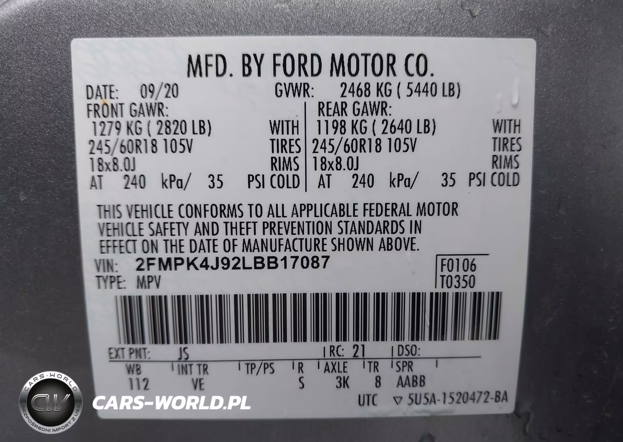 2020 Ford Edge Sel VIN:2FMPK4J92LBB17087 - 9
