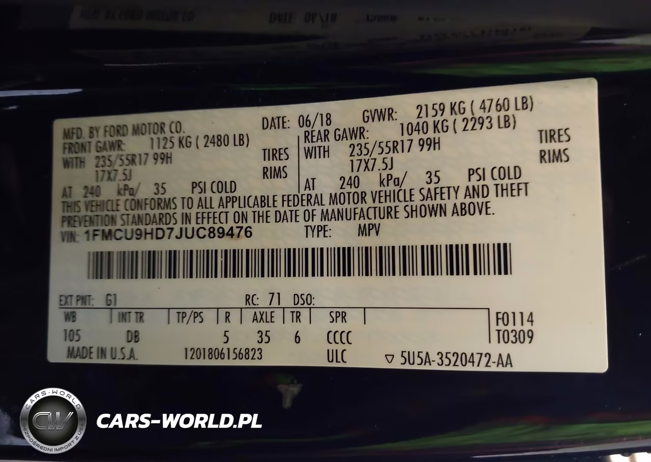 2018 Ford Escape Sel VIN:1FMCU9HD7JUC89476 - 9