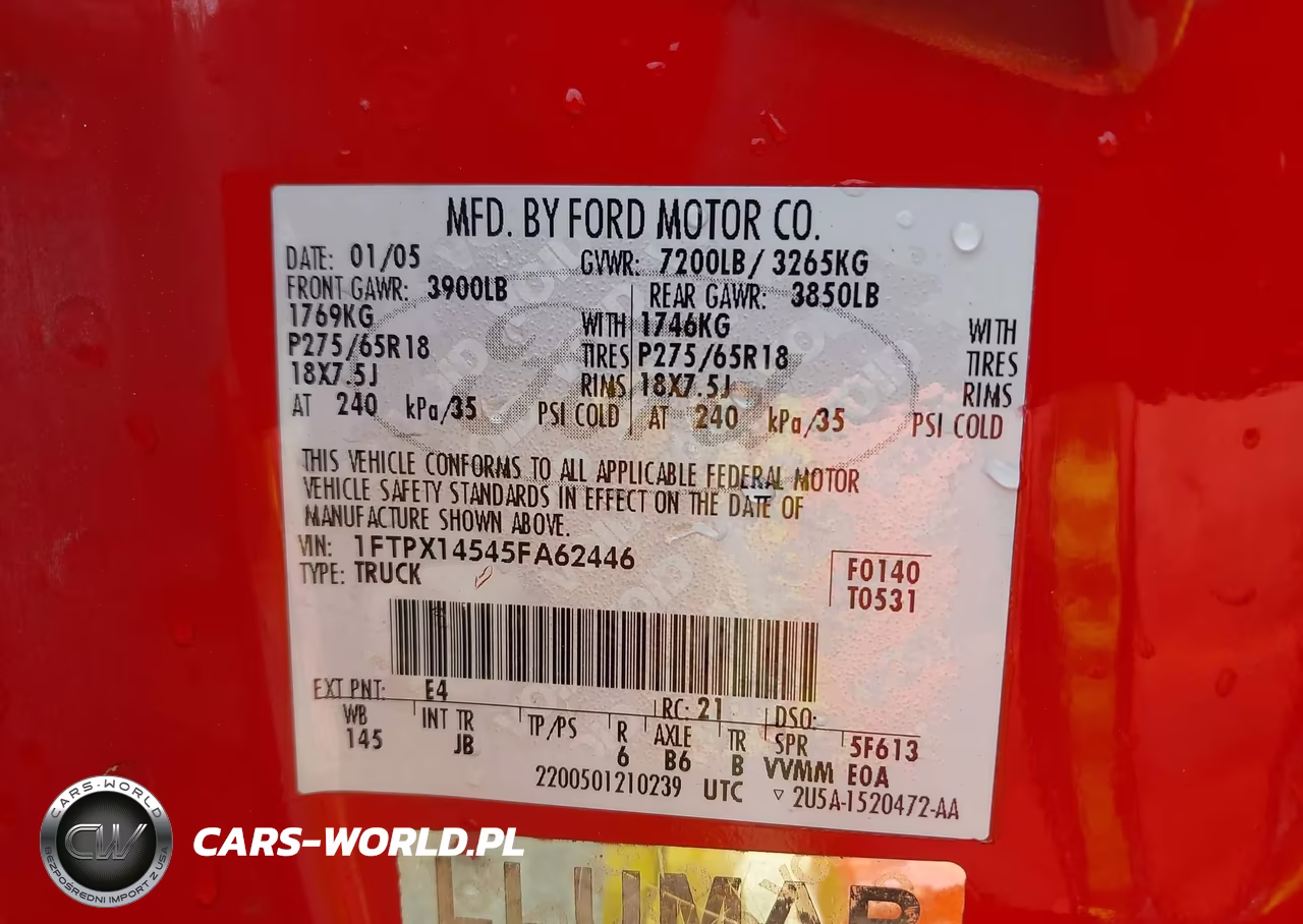 2005 Ford F-150 Fx4-Lariat-Xl-Xlt VIN:1FTPX14545FA62446 - 9