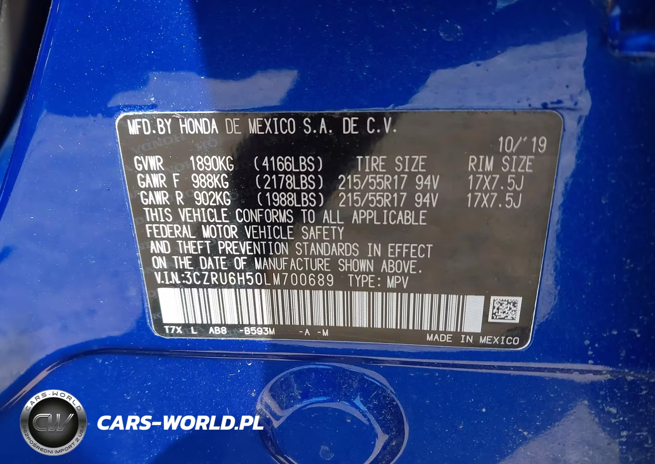 2020 Honda Hr-V Awd Ex VIN:3CZRU6H50LM700689 - 9