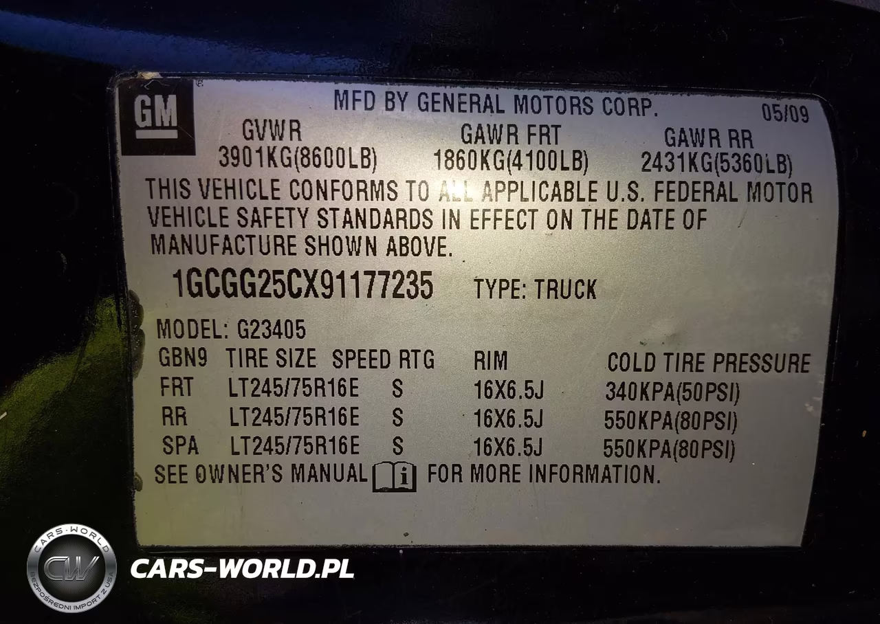 2009 Chevrolet Express 2500 Work Van VIN:1GCGG25CX91177235 - 9
