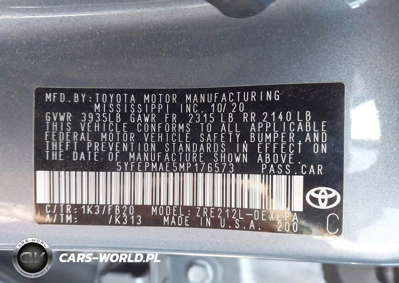 2021 Toyota Corolla Le VIN:5YFEPMAE5MP176573 - 9