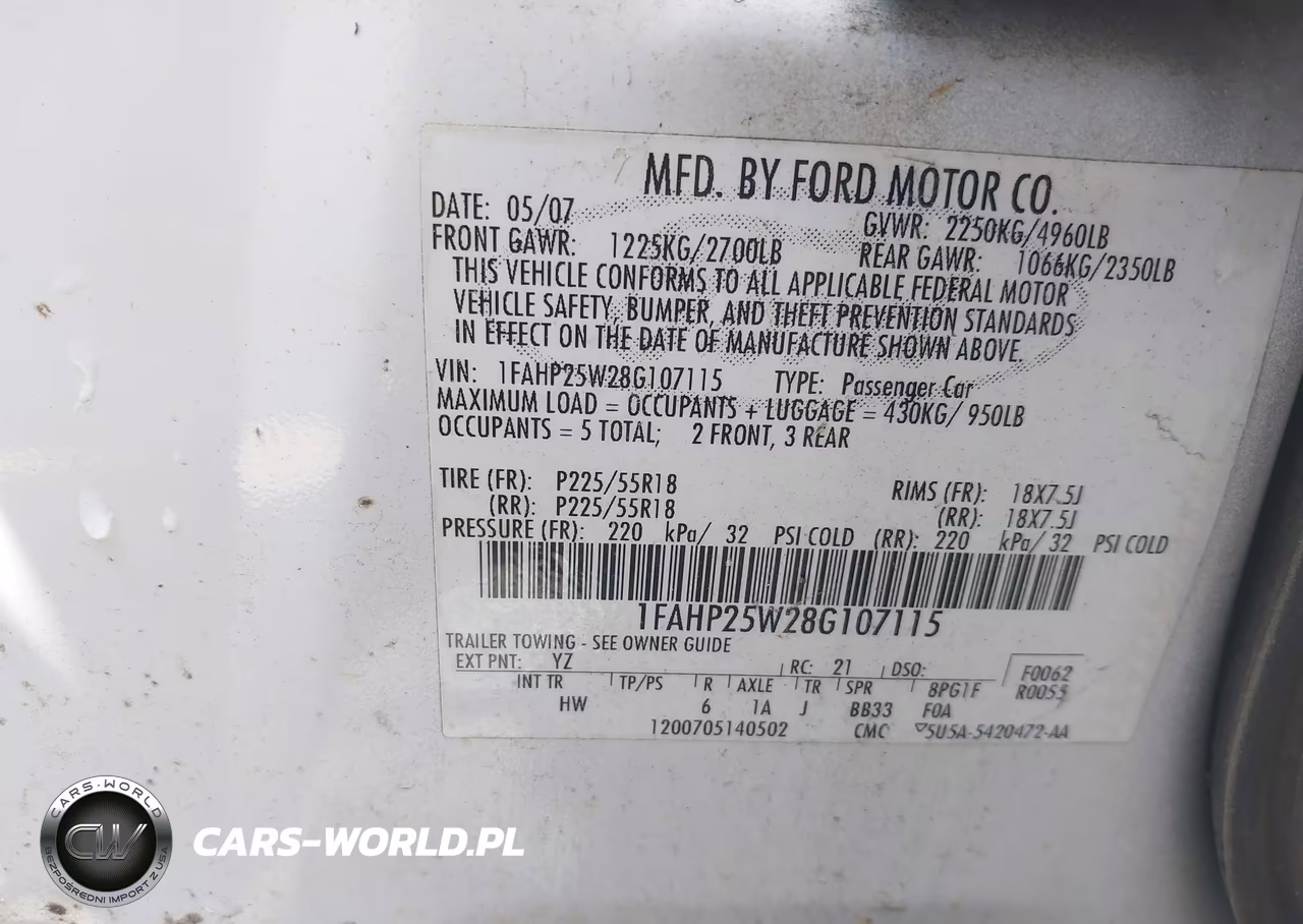 2008 Ford Taurus Limited VIN:1FAHP25W28G107115 - 9