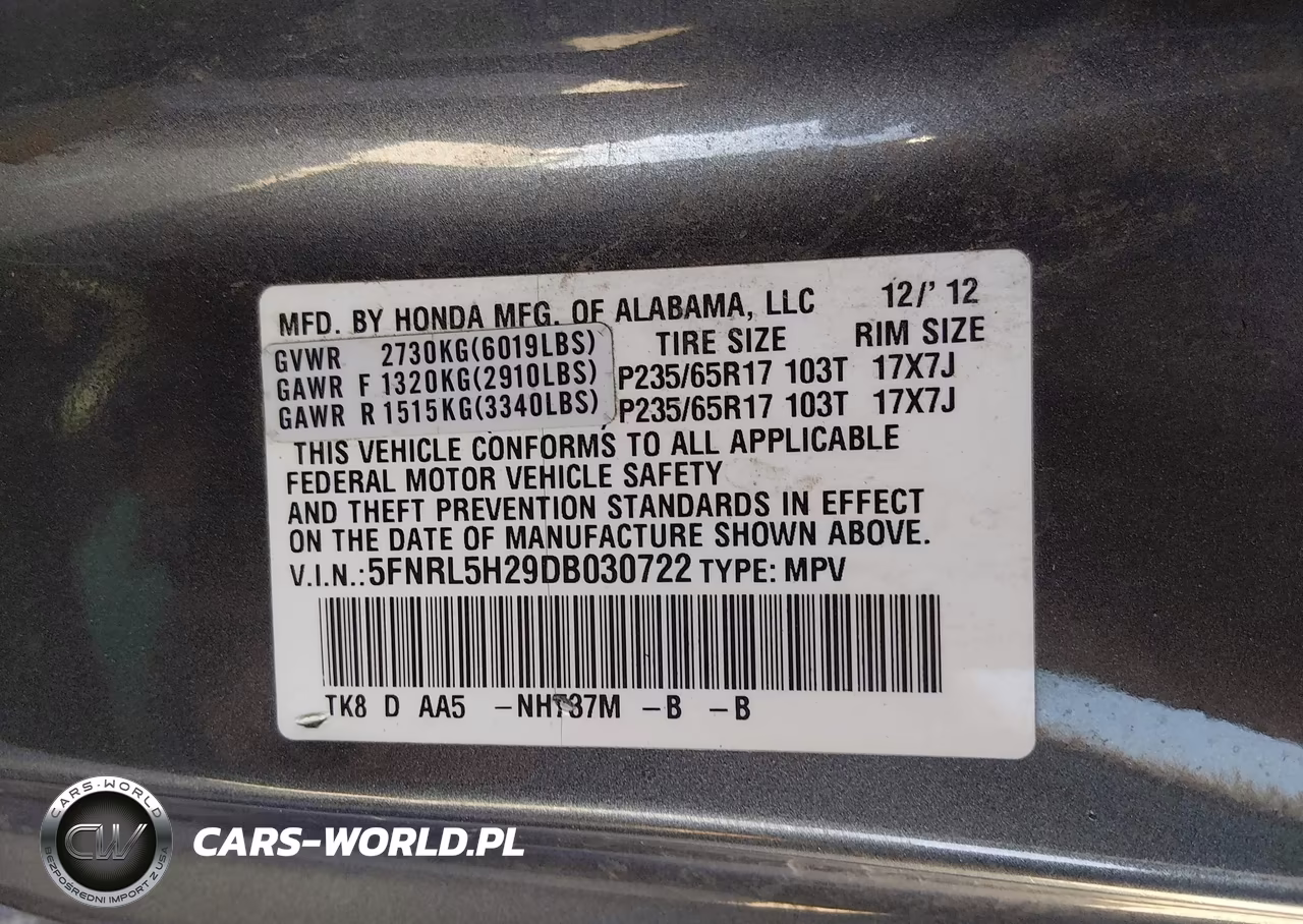 2013 Honda Odyssey Lx VIN:5FNRL5H29DB030722 - 9