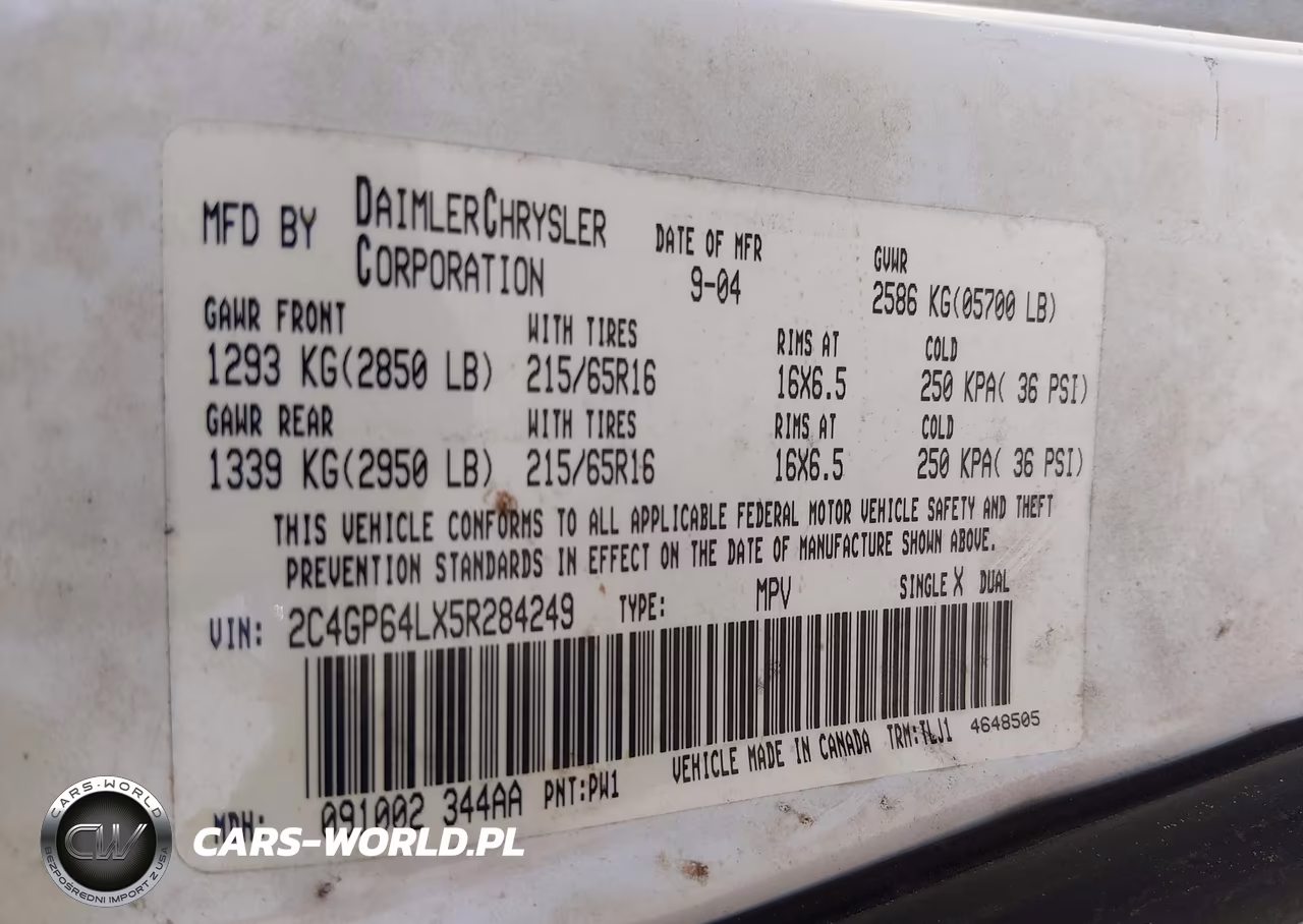 2005 Chrysler Town & Country Limited VIN:2C4GP64LX5R284249 - 9