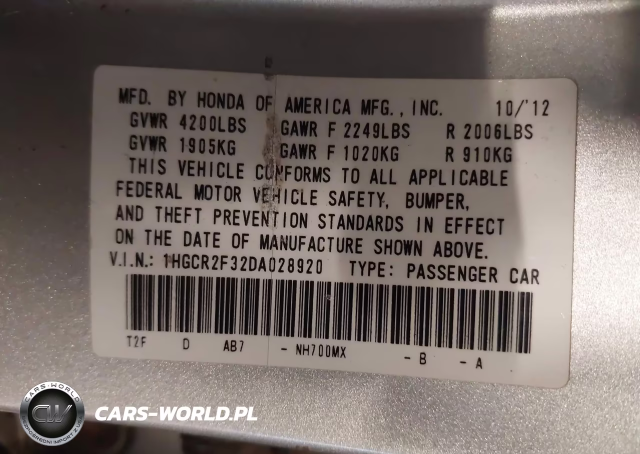 2013 Honda Accord Lx VIN:1HGCR2F32DA028920 - 9
