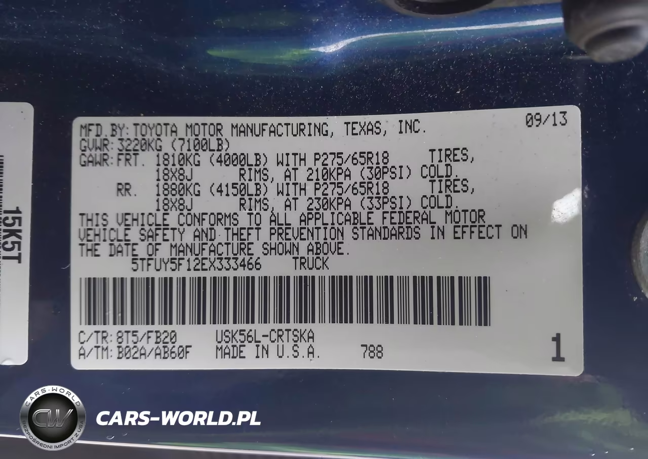 2014 Toyota Tundra Sr5 5.7L V8 VIN:5TFUY5F12EX333466 - 9