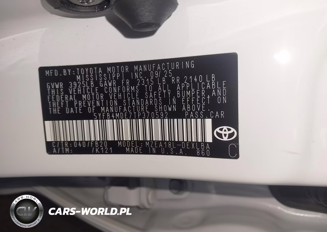 2026 Toyota Corolla Le VIN:5YFB4MDE7TP370592 - 9