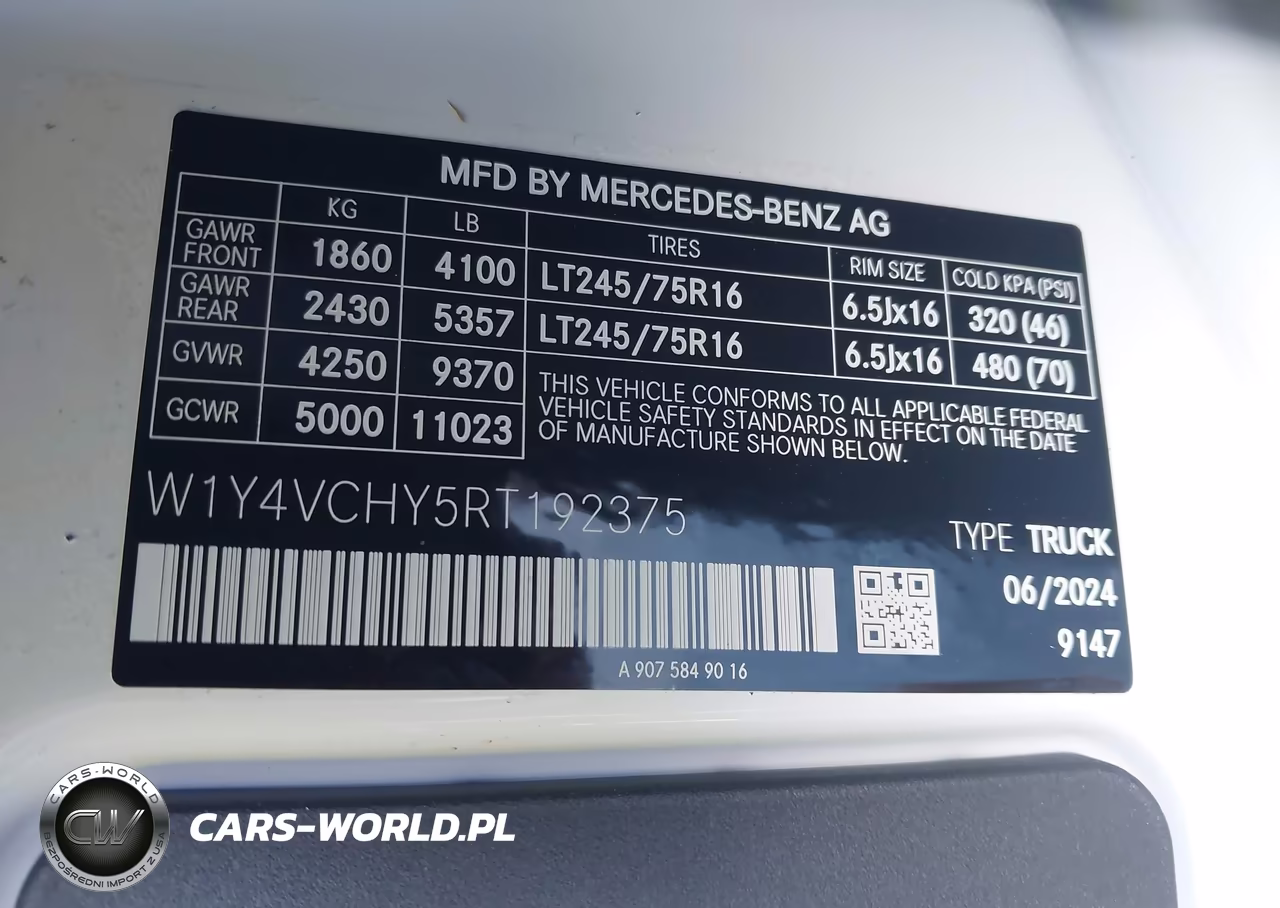 2024 Mercedes-Benz Esprinter 2500 High Roof Ho VIN:W1Y4VCHY5RT192375 - 9