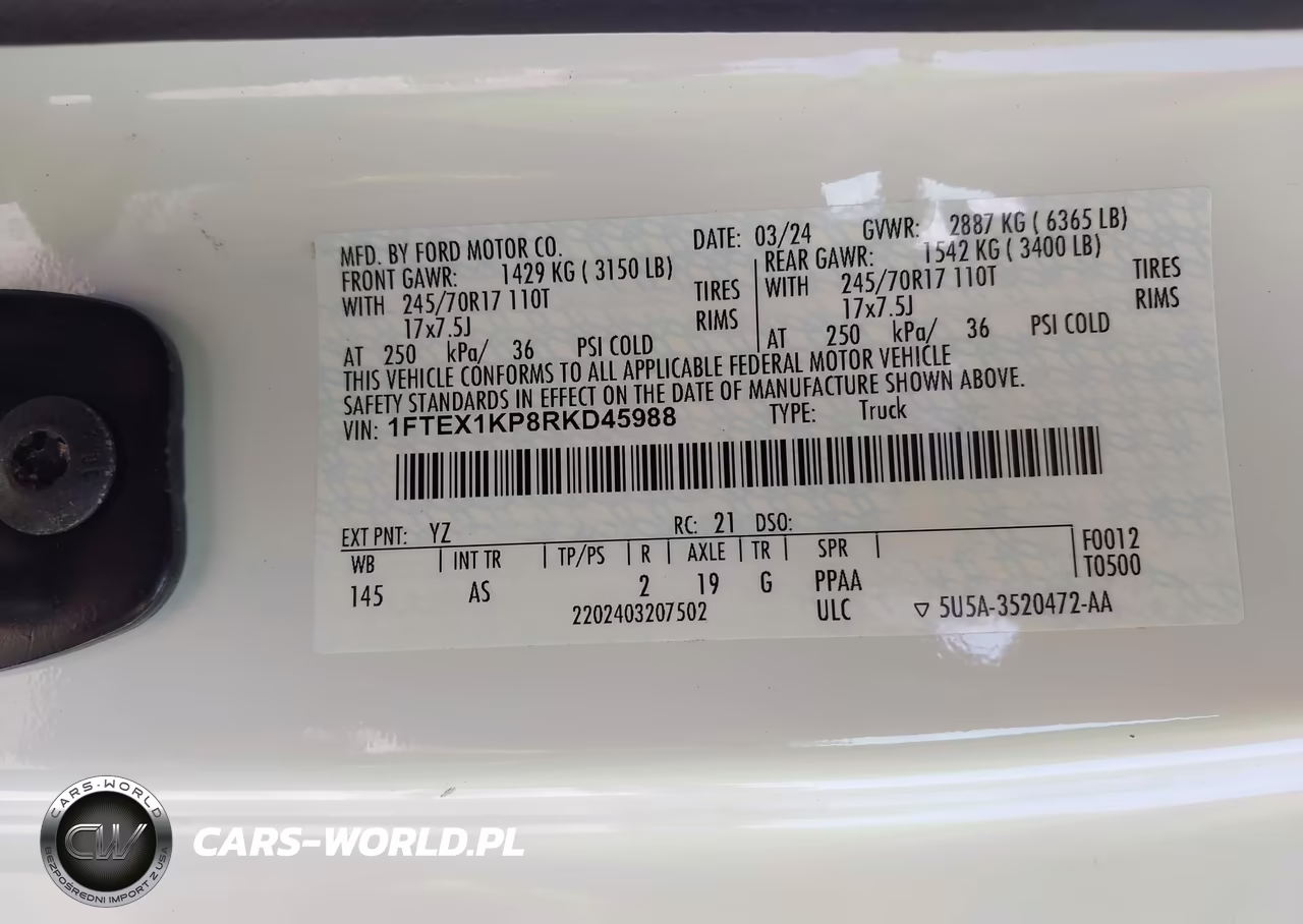 2024 Ford F-150 Xl VIN:1FTEX1KP8RKD45988 - 9