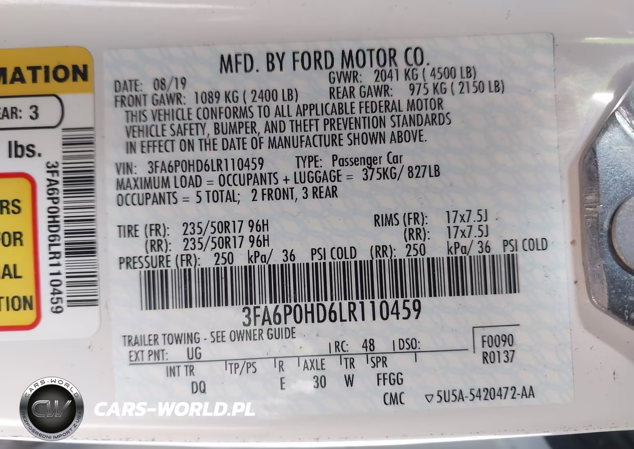 2020 Ford Fusion Se VIN:3FA6P0HD6LR110459 - 9