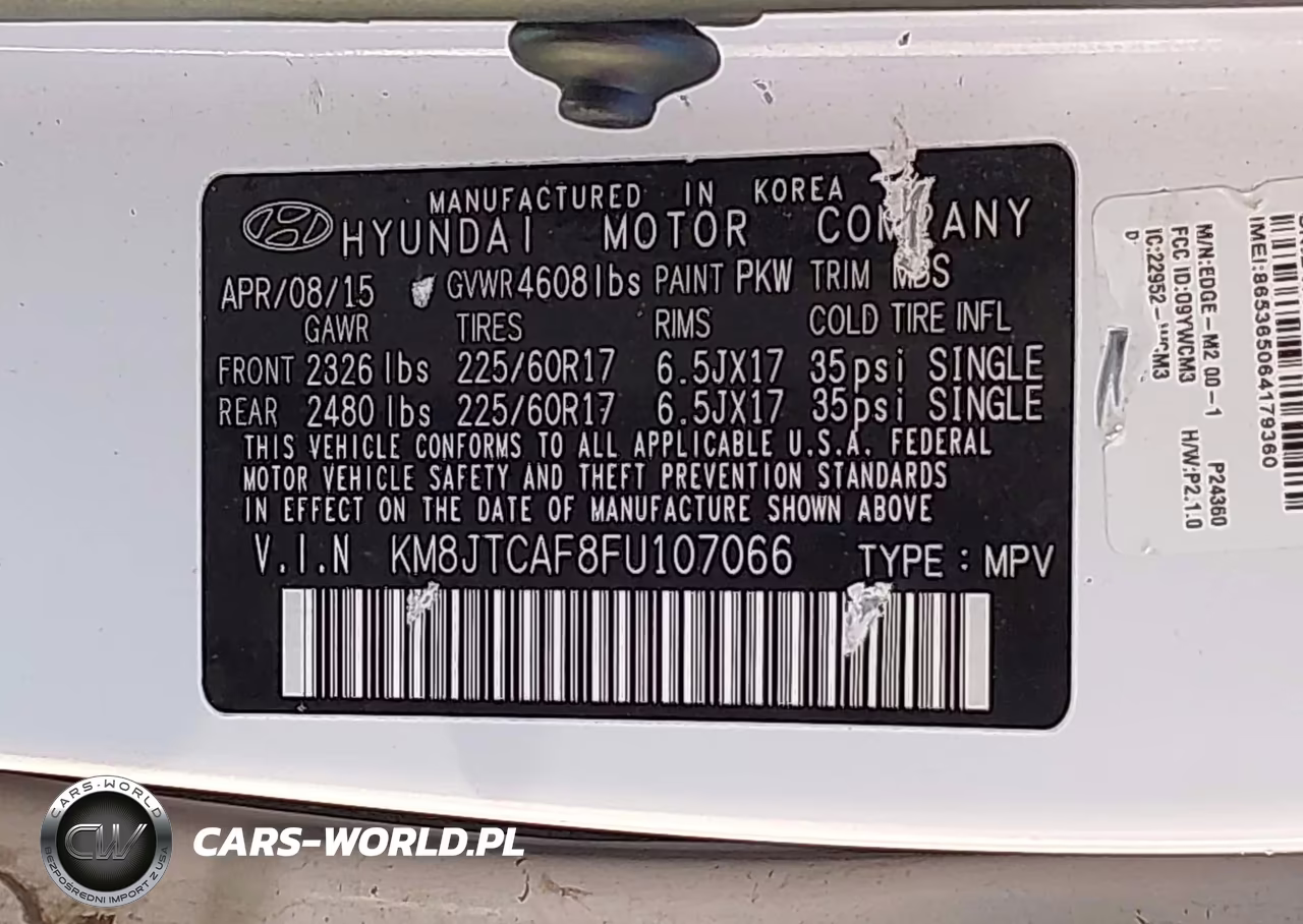 2015 Hyundai Tucson Gls VIN:KM8JTCAF8FU107066 - 9
