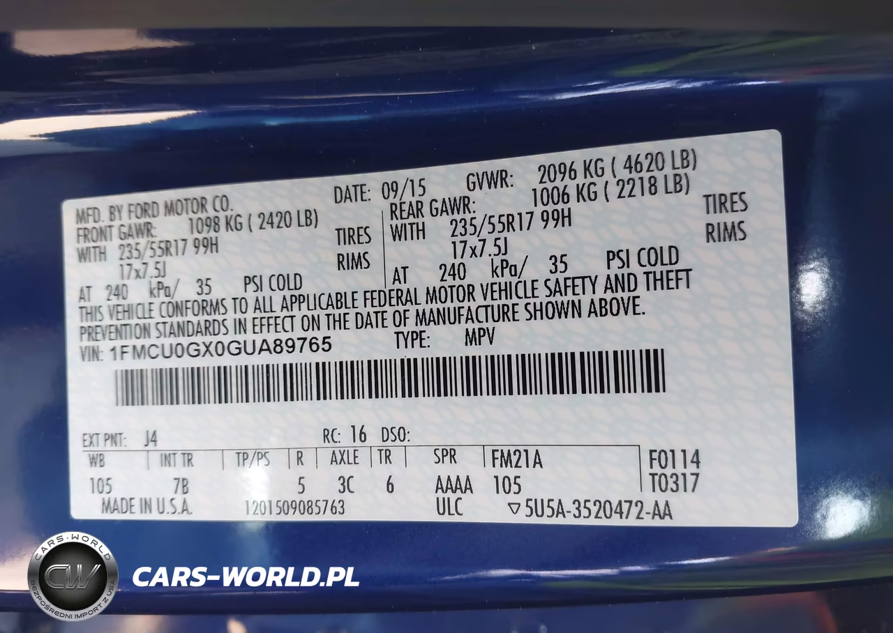 2016 Ford Escape Se VIN:1FMCU0GX0GUA89765 - 9